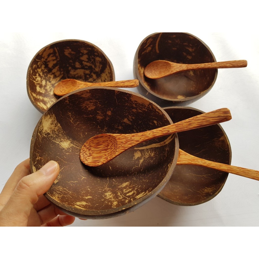 Bộ Bát Gáo Dừa + Muỗng Gỗ Dừa